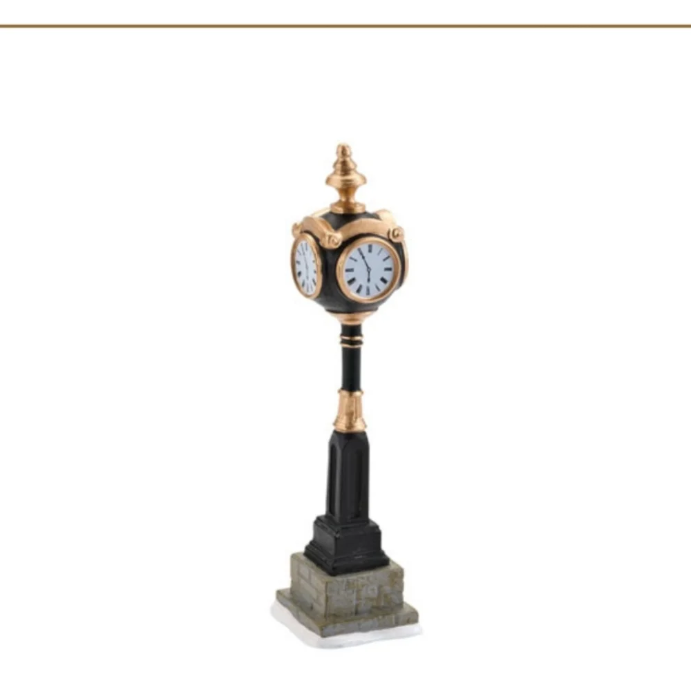 Department 56 Snow Village Uptown Clock 4025447 Black Gold Village Accessory